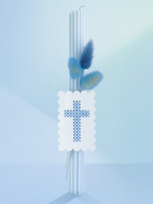 Candle Blue Cross - 25 cm