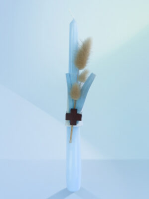 Candle Blue Small Cross - 24 cm