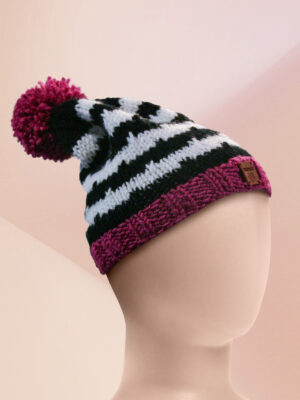 Wool-Hats-Black-White-Stripes-Pink